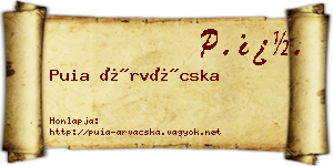Puia Árvácska névjegykártya